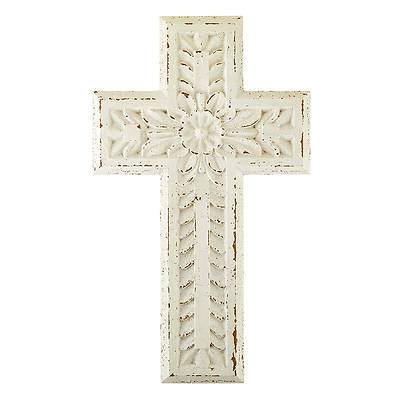 Picture of White Carved Wood Cross
