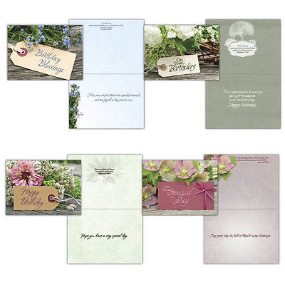 Floral Tags Birthday Boxed Cards - Box of 12