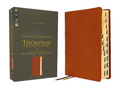 Picture of Esv, Thompson Chain-Reference Bible, Genuine Leather, Calfskin, Tan, Red Letter, Thumb Indexed