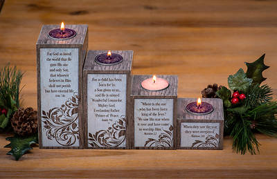 Picture of Love Hope Peace Joy Pillar Advent Set with Tea Lights Boxed