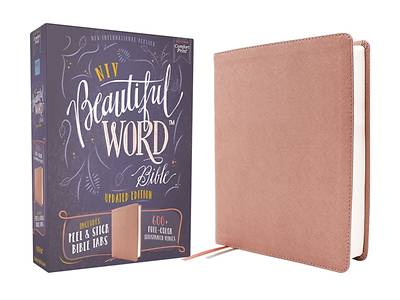 Picture of Niv, Beautiful Word Bible, Updated Edition, Peel/Stick Bible Tabs, Leathersoft, Pink, Red Letter, Comfort Print