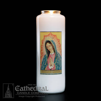 Picture of Our Lady of Guadalupe 6-Day Glass Prayer Candle