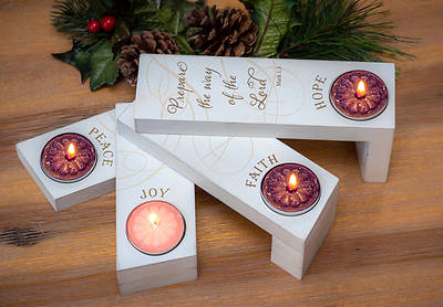Picture of Faith Hope Peace Joy Fan Advent Set with Tea Lights Boxed