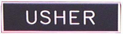 Picture of Black and White Usher Pin-On Badge