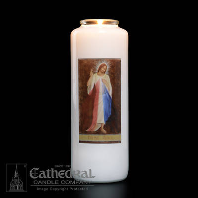 Picture of Divine Mercy 6-Day Glass Prayer Candle