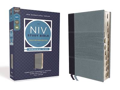 Picture of NIV Study Bible, Fully Revised Edition, Personal Size, Leathersoft, Navy/Blue, Red Letter, Thumb Indexed, Comfort Print