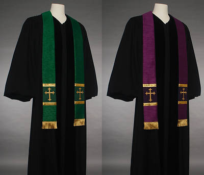 Picture of MDS Reversible Green/Purple Latin Cross Stole