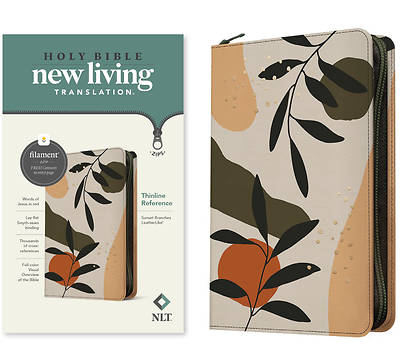 Picture of NLT Thinline Reference Zipper Bible, Filament Enabled Edition (Leatherlike, Sunset Branches )