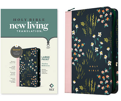 Picture of NLT Large Print Thinline Reference Zipper Bible, Filament Enabled Edition (Leatherlike, Meadow Navy & Pink )