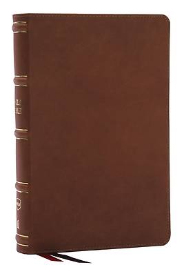 Picture of Nkjv, Single-Column Reference Bible, Verse-By-Verse, Genuine Leather, Brown, Red Letter, Comfort Print