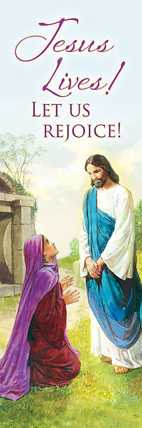 Picture of Jesus Lives! Let Us Rejoice! Easter 2' x 6' Fabric Banner