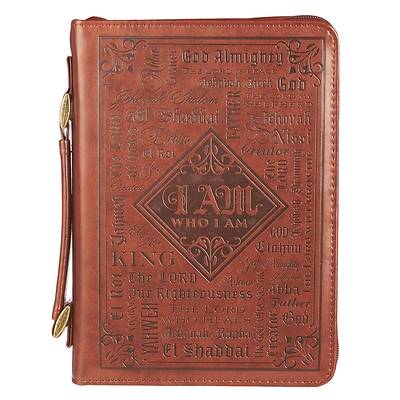 Picture of Bible Cover Faux Leather Names of God Brown Extra Large