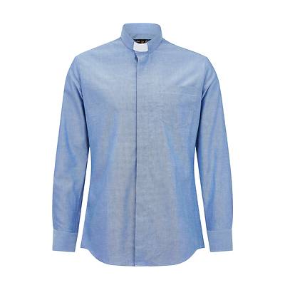 Fair Trade Men's Cotton Long Sleeve Blue Oxford Tailored Shirt 17"