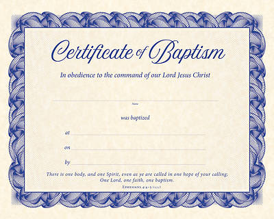 Picture of Certificate of Baptism
