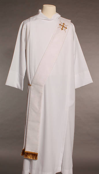 Picture of MDS White Greek Cross Deacon Stole
