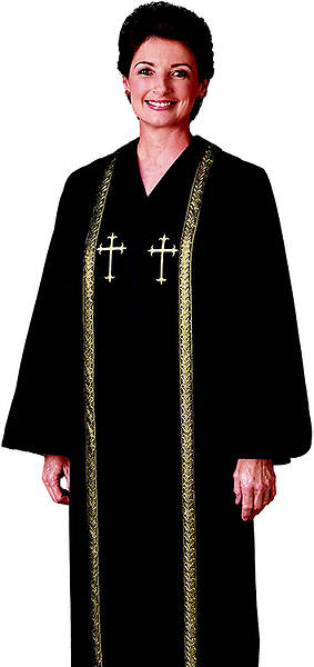 Picture of R.T. Wesley Women's Qwick-ship Clergy Robe Black - 5'6"-5'8" - 42"-45" - 31"
