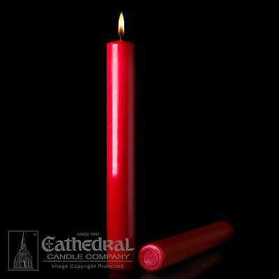 Picture of Cathedral 51% Beeswax Christmas Red Altar Candles - 1-1/2" x 12"