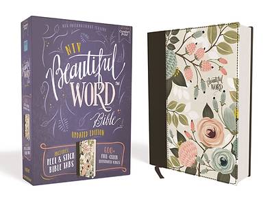 Picture of NIV Beautiful Word Bible, Updated Edition, Peel/Stick Bible Tabs, Cloth Over Board, Multi-Color Floral, Red Letter, Comfort Print