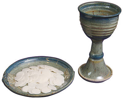 Picture of Porcelain Chalice and Paten Set with Wheat and Grape Pattern, Green