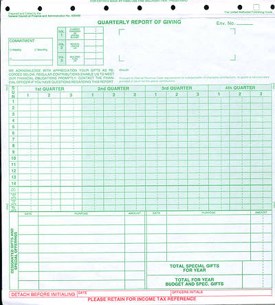 Picture of Quarterly Report of Giving (Pkg of 100)