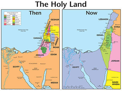 Picture of Holy Land: Then and Now Bible Map® - Wall Map - Laminated