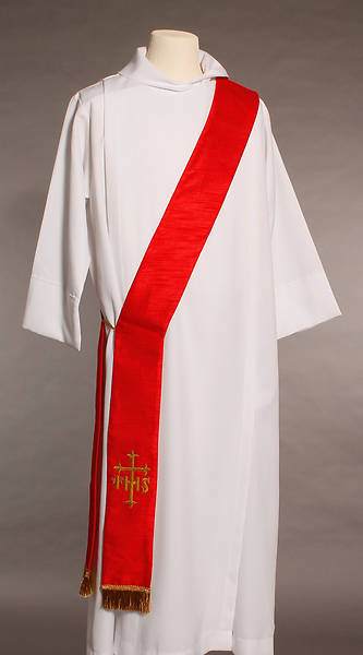 Picture of Red IHS Cross Deacon Stole