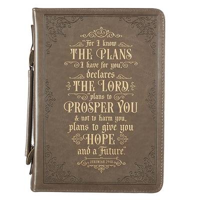 Picture of Bible Cover Medium Taupe I Know the Plans Jeremiah 29