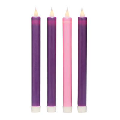 Picture of 4 PC LED Advent Taper Candles 9"H