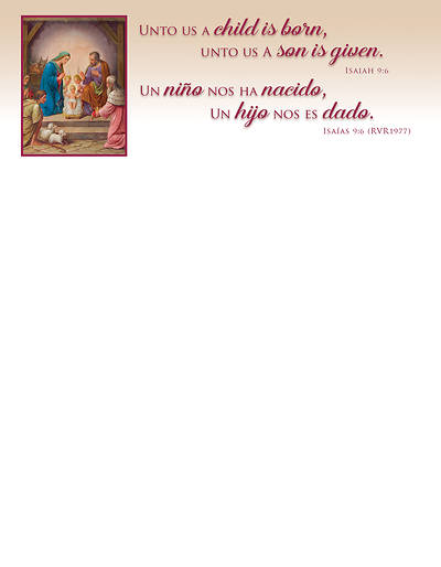Picture of A Son is Given Letterhead Bilingual Isaiah 9:6