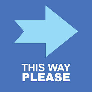 Picture of This Way Please (Right Arrow) 9"x9" Floor Decal Sign - 2 Pack