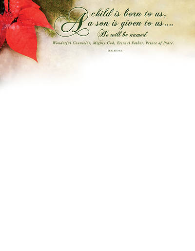 Picture of Christmas A Child is Born Bulletin Isaiah 9:6 Letterhead