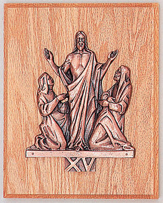 Picture of The Resurrection Oak Plaque Antique Bronze Figures