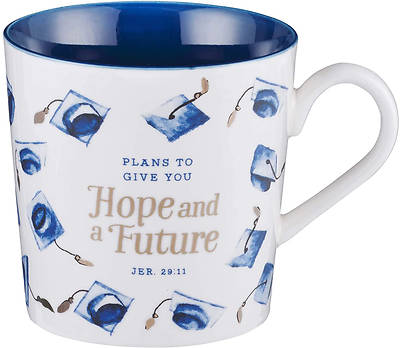 Picture of Hope and a Future Navy Blue/White Graduation Cap Mug Jeremiah 29:11