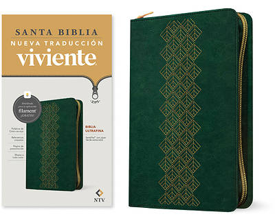 Picture of Biblia Ultrafina Ntv de Zíper Con Filament Sentipiel Verde Esmeralda Letra Roja