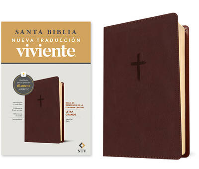 Picture of Biblia de Referencia En La Columna Central Ntv, Letra Grande Con Filament (Sentipiel, Café, Letra Roja)
