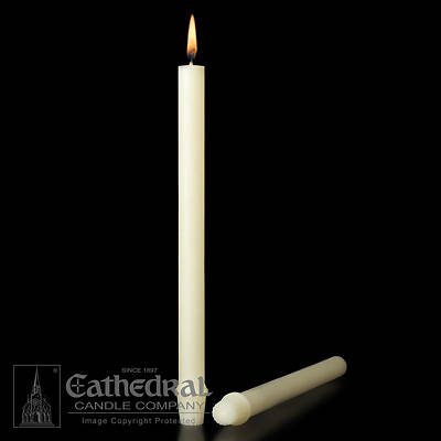 Picture of 100% Beeswax Altar Candles Cathedral 24 3/4 x 1 1/4 Pack of 6 Self-Fitting End
