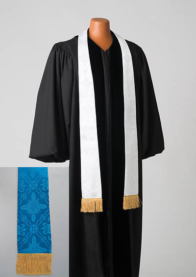 Picture of Brocade Plain Reversible Blue and White Stole