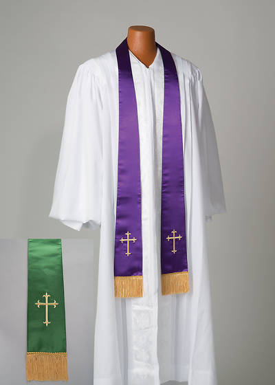 Picture of Satin Reversible Purple/Green Latin Cross Stole