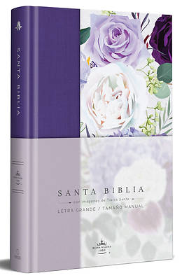 Picture of Biblia Reina Valera 1960 Letra Grande. Tapa Dura, Tela Morada Con Flores, Tamaño Manual / Spanish Bible Rvr 1960. Handy Size, Large Print, Hardcover,