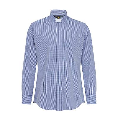Fair Trade Men's Cotton Long Sleeve Light Blue Gingham Tailored Shirt 17"