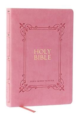 Picture of KJV Holy Bible Large Print Center-Column Reference Bible, Pink Leathersoft, 53,000 Cross References, Red Letter, Thumb Indexed, Comfort Print