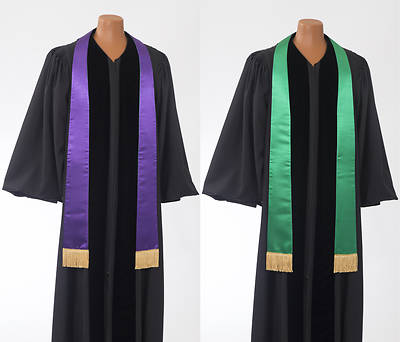 Picture of Satin Plain Reversible Purple/Green Stole