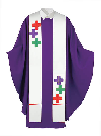 Picture of Multi-Color Greek Crosses White Stole