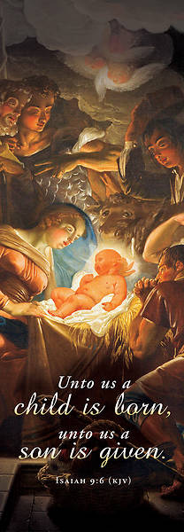Picture of Banner Christmas Unto Us a Child is Born 2 x 6 Fabric