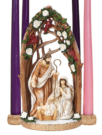 Picture of Holy Family with Cardinal Candle Holder