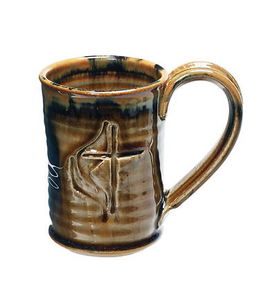 Picture of Cross and Flame Straight Side Ceramic Mug - Tan