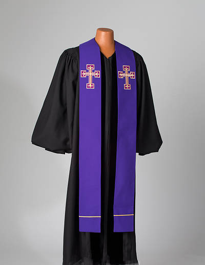 Picture of Contemporary Double Overlay Cross Stole Purple - 110"